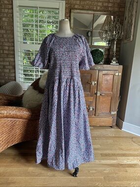 J . Crew Meadow Floral Smocked Midi Dress Cottagecore Prairie Modest XL NEW